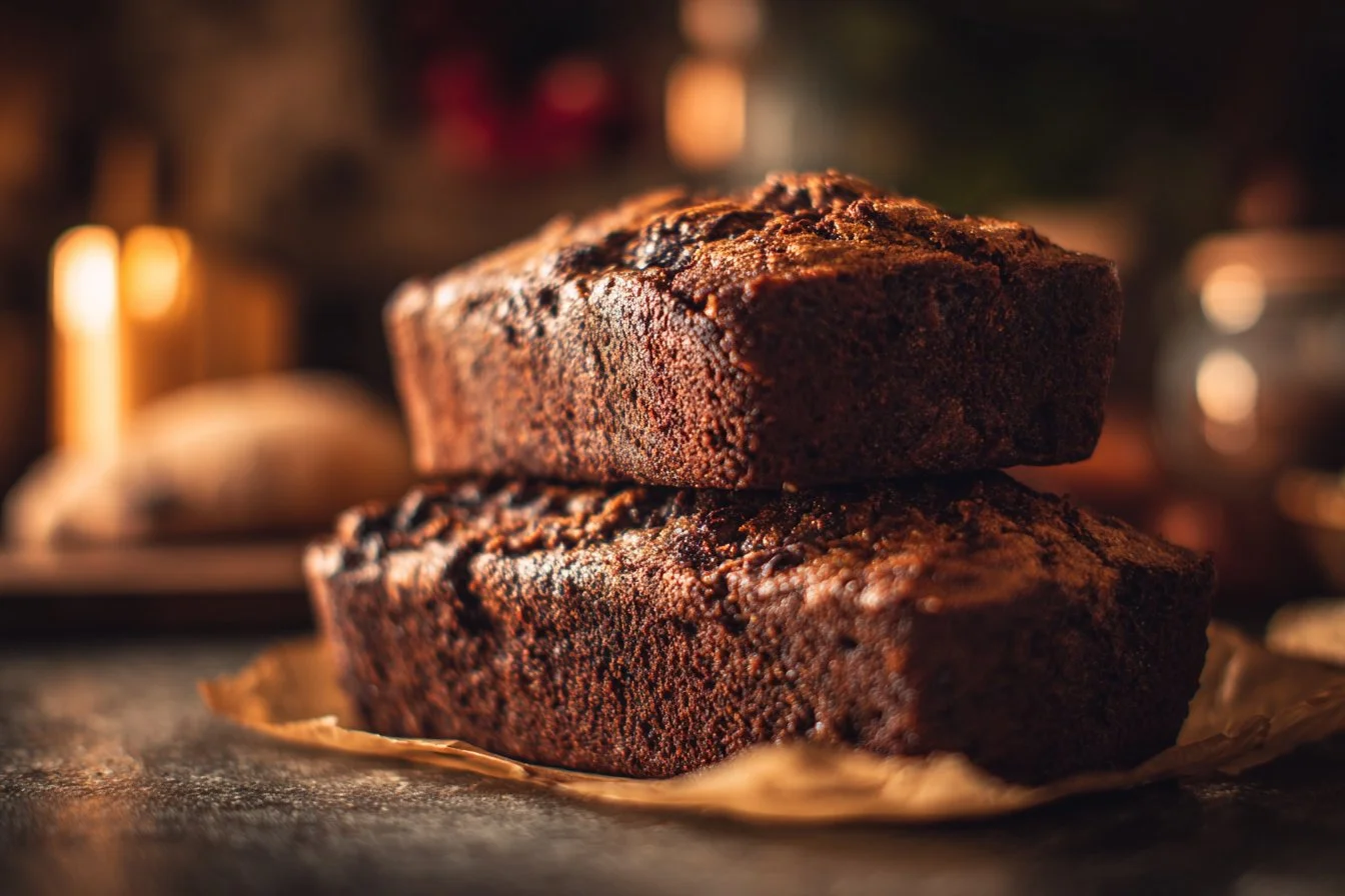 Delicious Chocolate Espresso Banana Bread with a glossy chocolate top