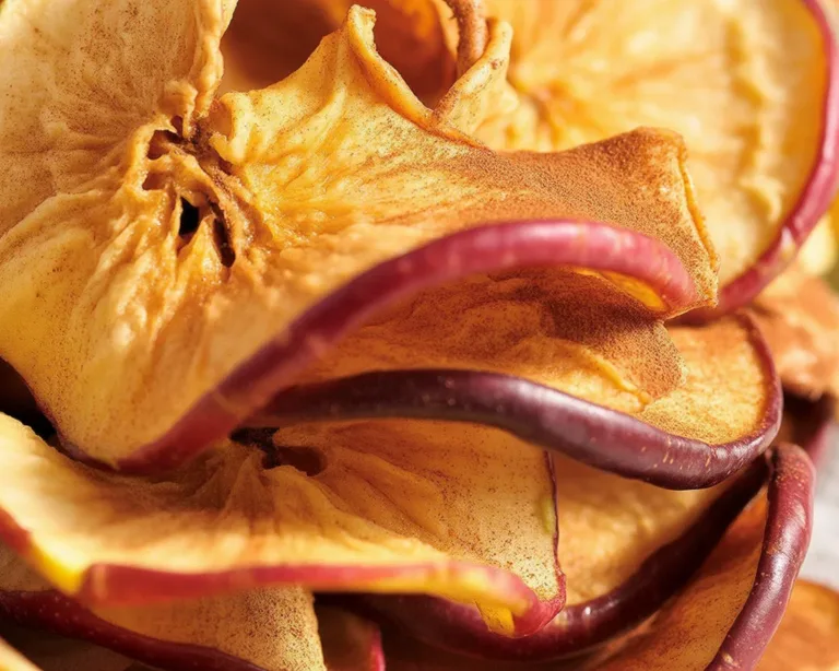 Healthy air fryer cinnamon apple chips ready to eat, made with just apples and cinnamon.