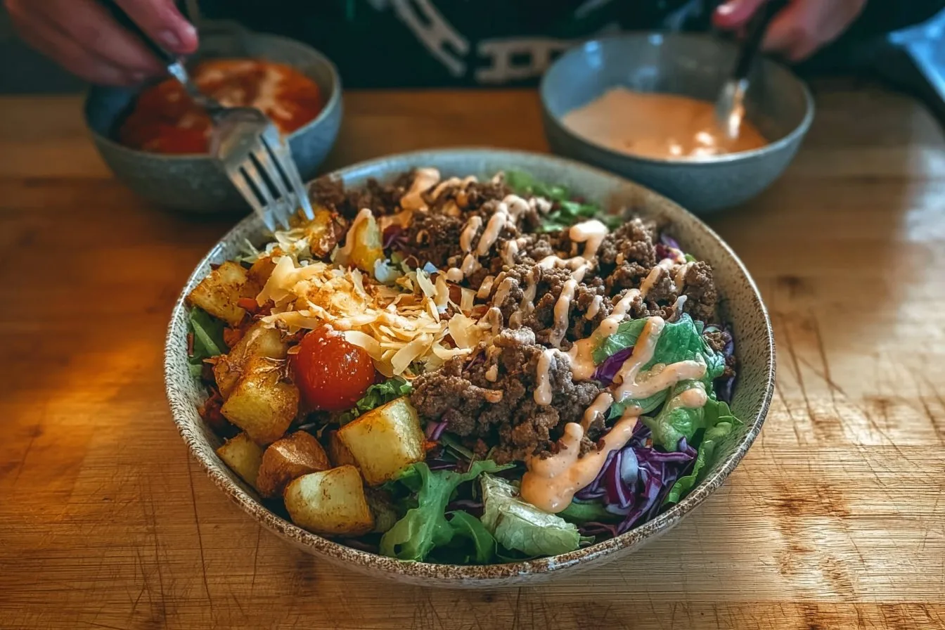 Loaded Burger Bowls Recipe | Simple Home Edit