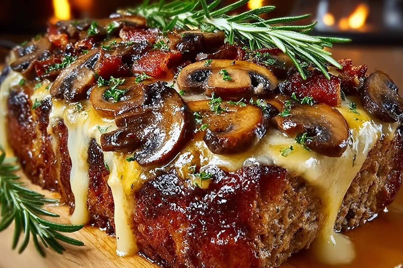 Swiss Bacon Mushroom Meatloaf