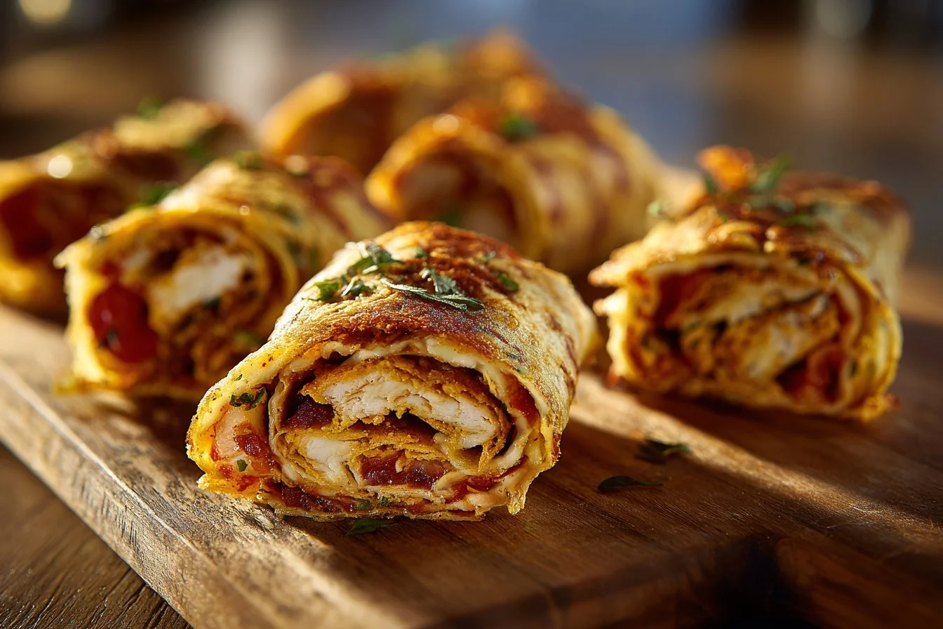 Crispy air fryer chicken wrapped with mozzarella cheese in a delicious tortilla.