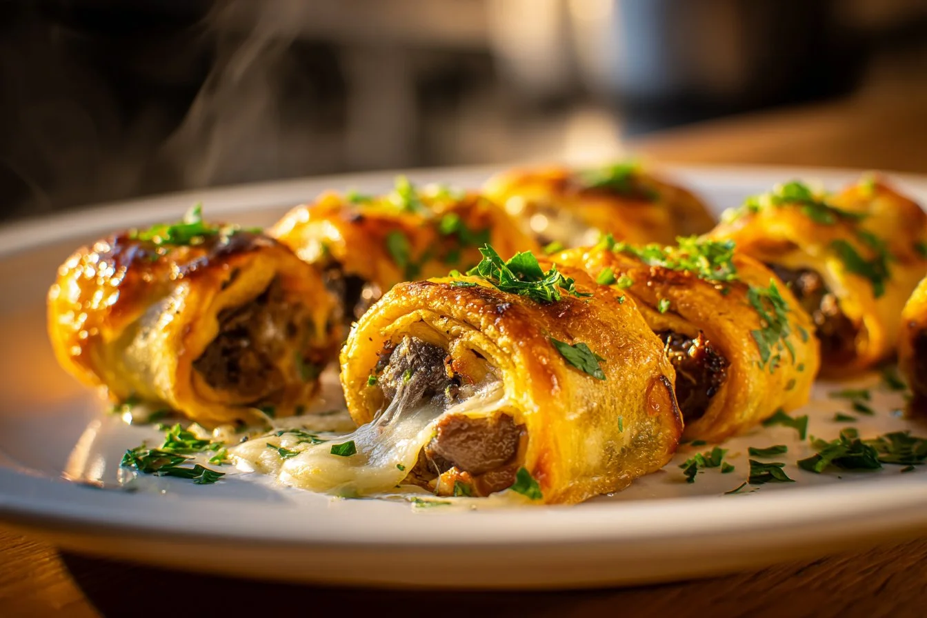 Delicious Keto Philly Cheesesteak Roll Ups on a plate