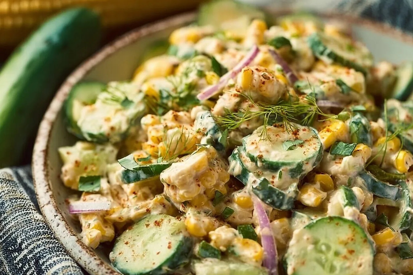 Street Corn Creamy Cucumber Salad