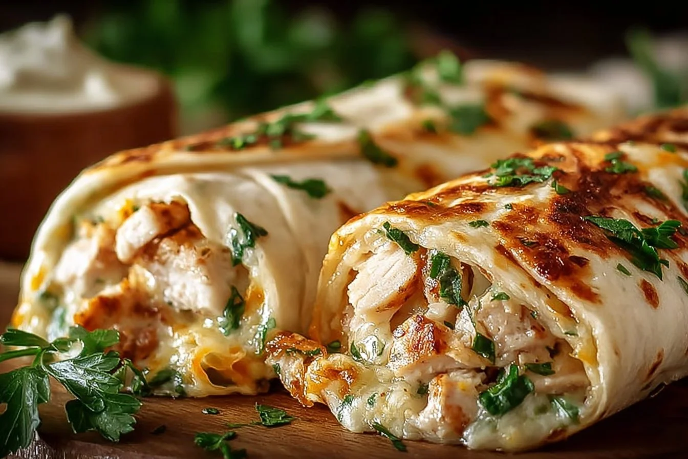 Cheesy Chicken Garlic Wraps