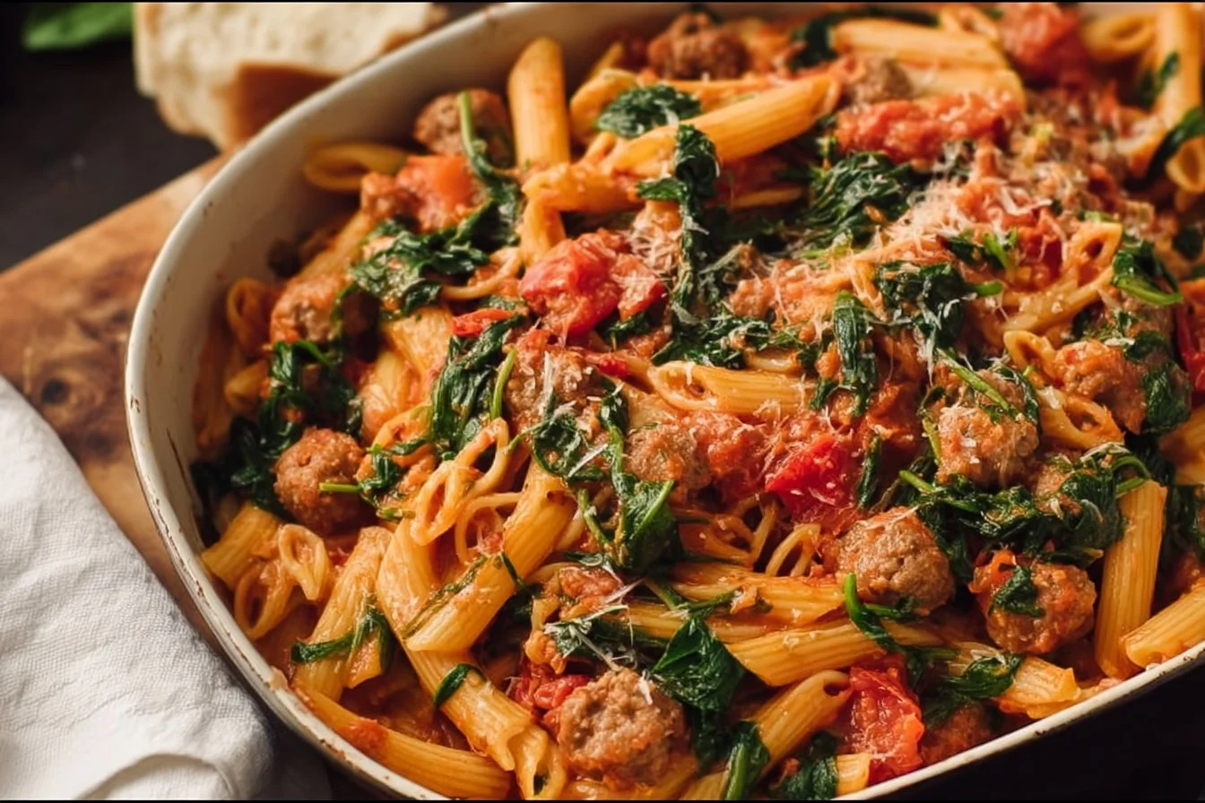 Sausage Spinach Tomato Pasta