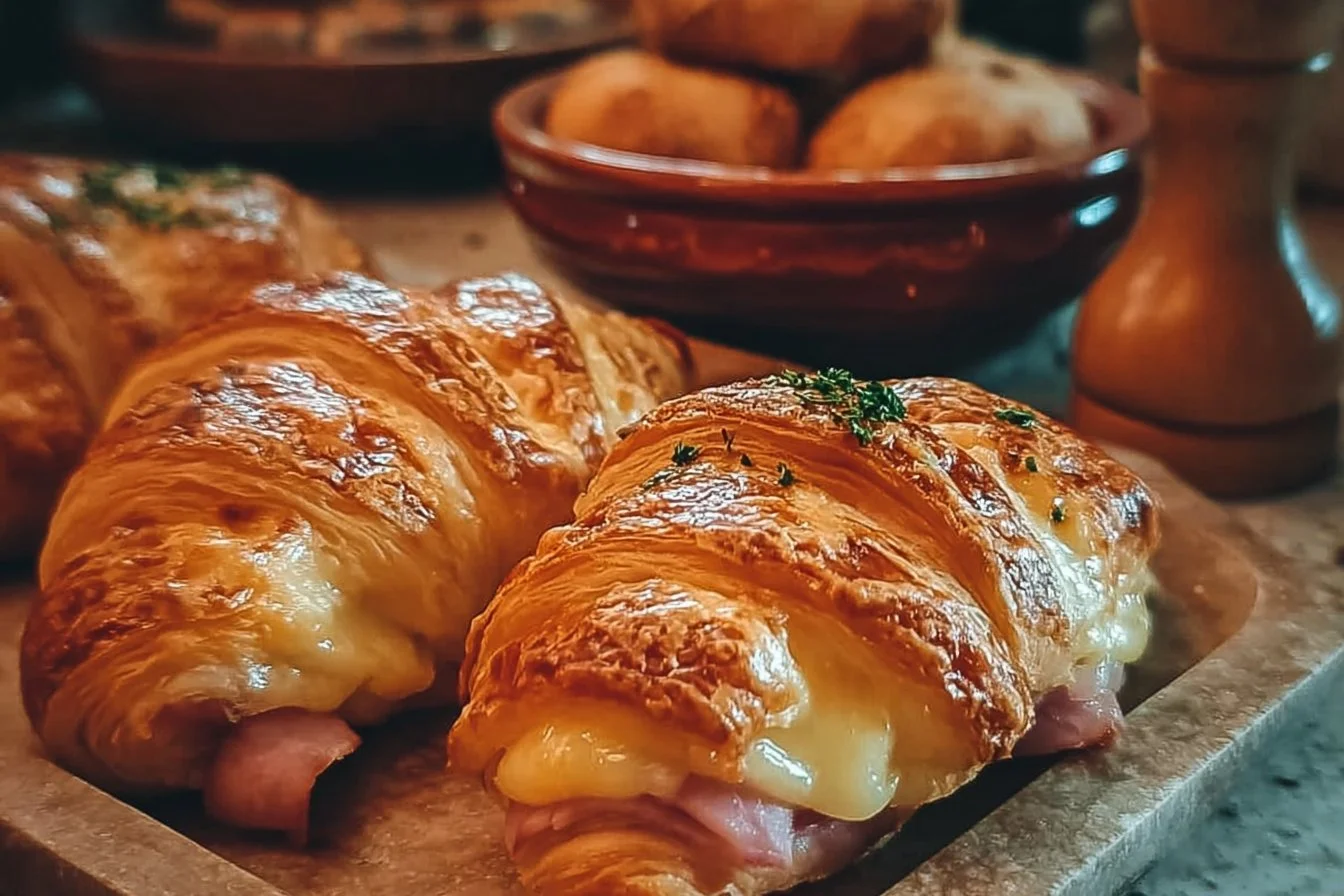 Baked Ham and Cheese Croissants