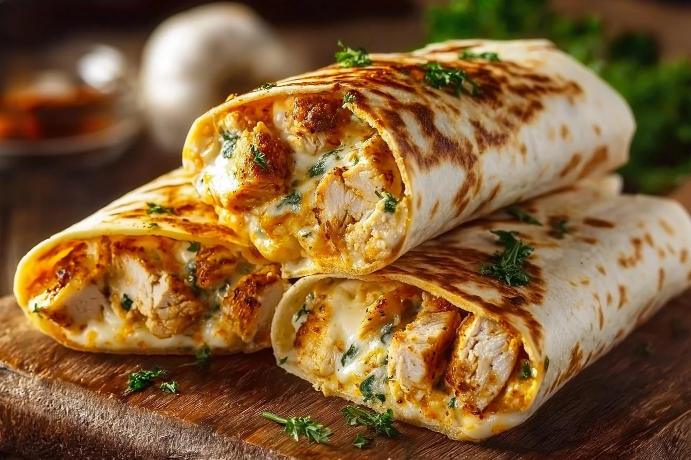 Cheesy Garlic Chicken Wraps