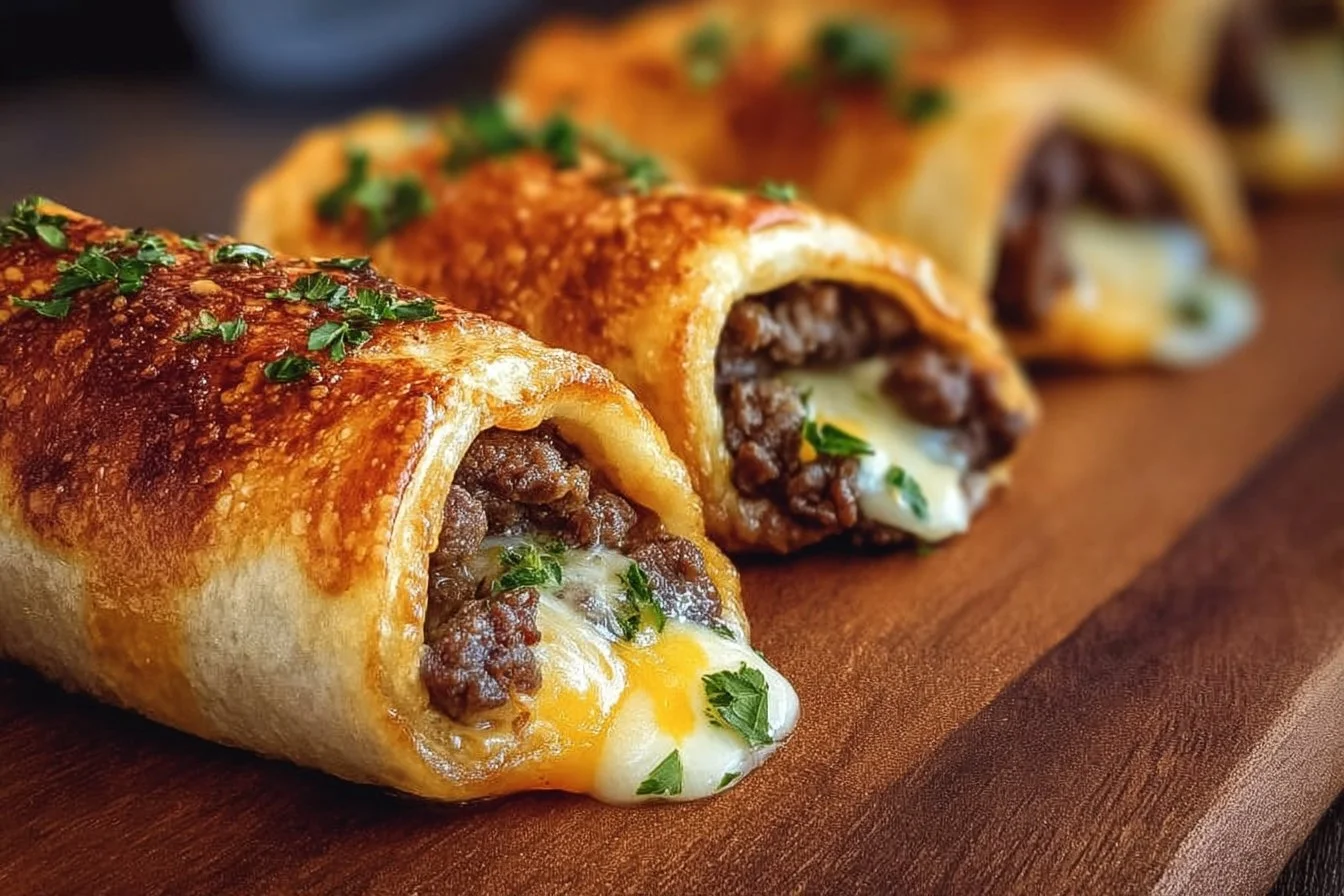 Garlic Butter Beef Cheeseburger Rollups