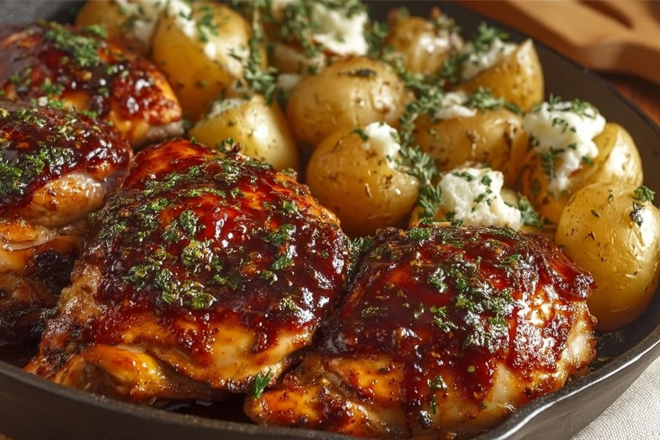 Honey BBQ Chicken with Garlic Parmesan Potatoes 2 Honey BBQ Chicken with Garlic Parmesan Potatoes