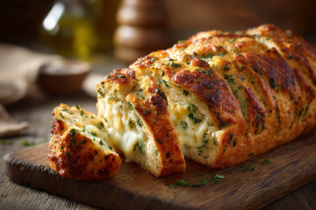 Freshly baked Italian herbs and cheese bread, golden and fragrant.