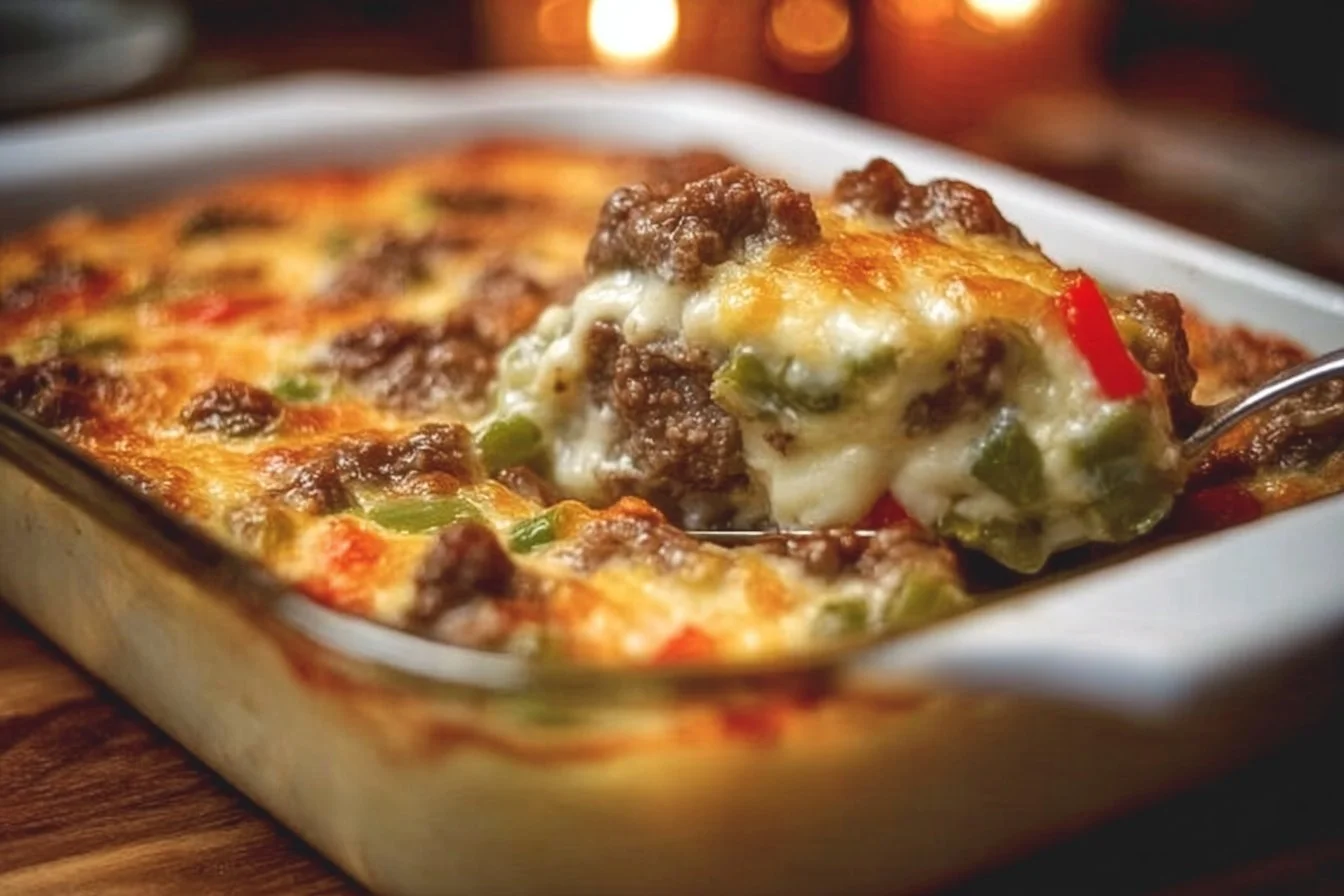 Low Carb Philly Cheesesteak Casserole