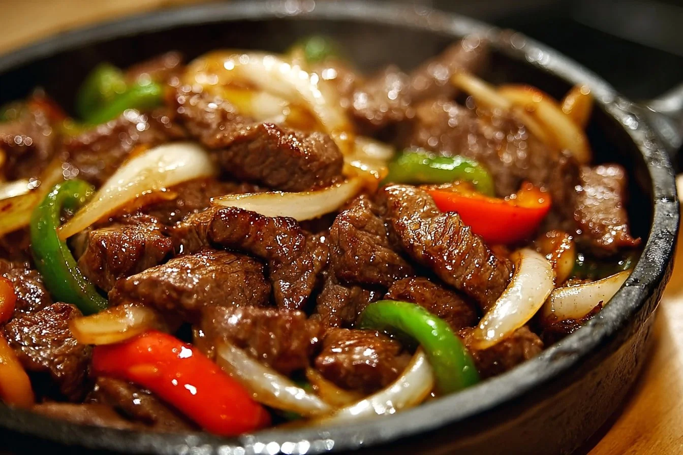 Sizzling Chinese Pepper Steak with Onions