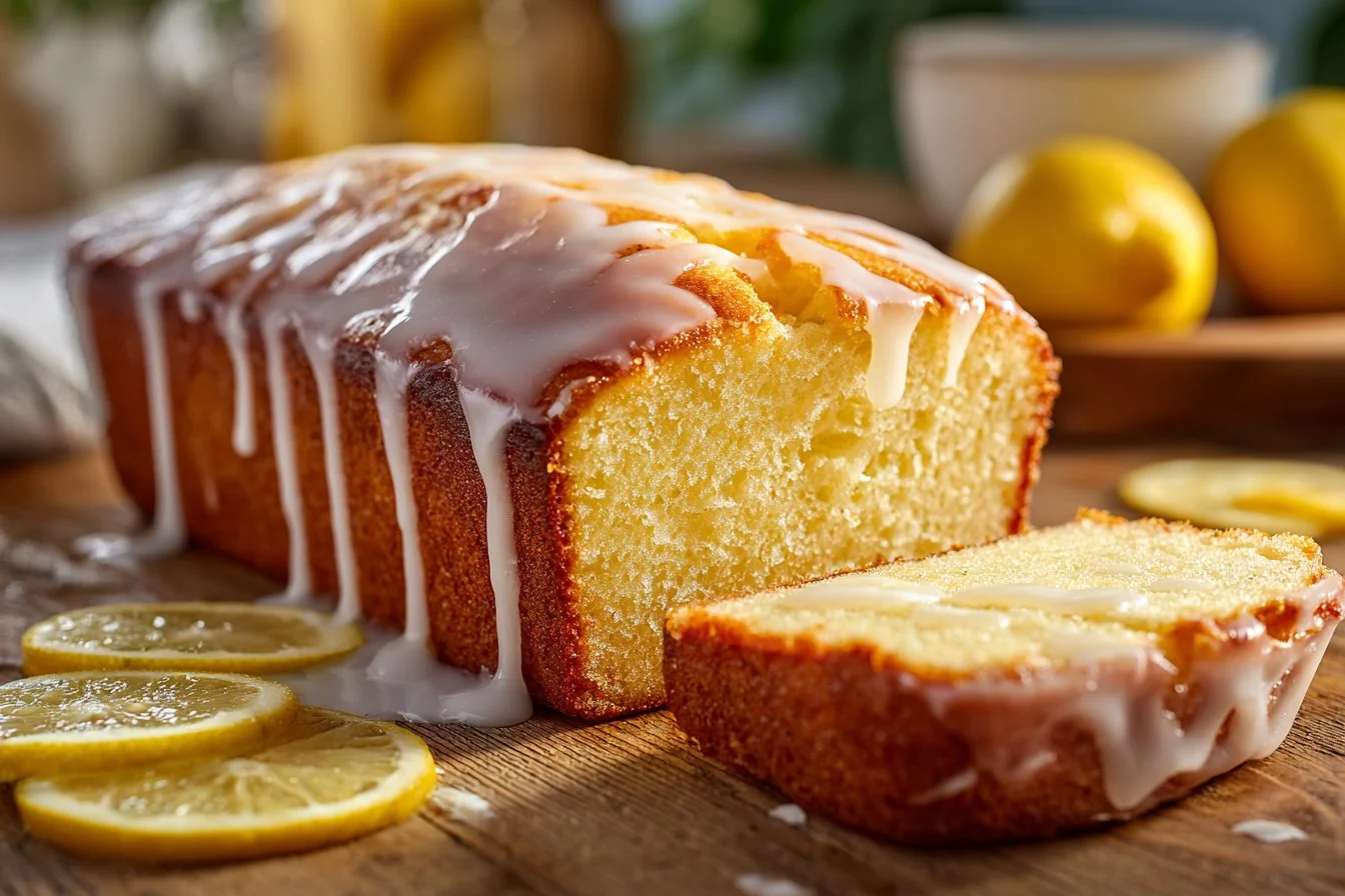 Delicious homemade Starbucks Copycat Lemon Loaf with lemon glaze