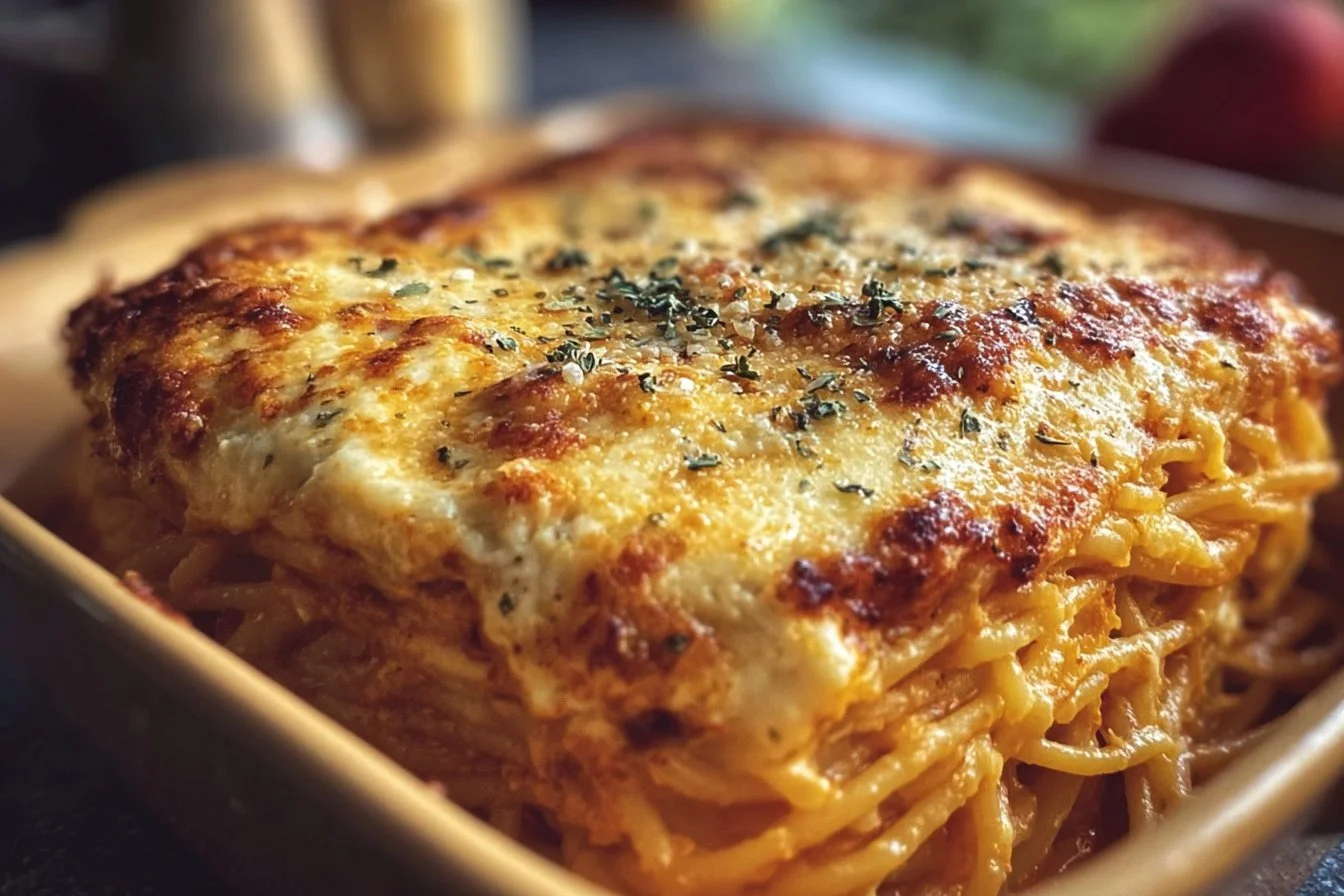 Baked Cream Cheese Spaghetti Casserole