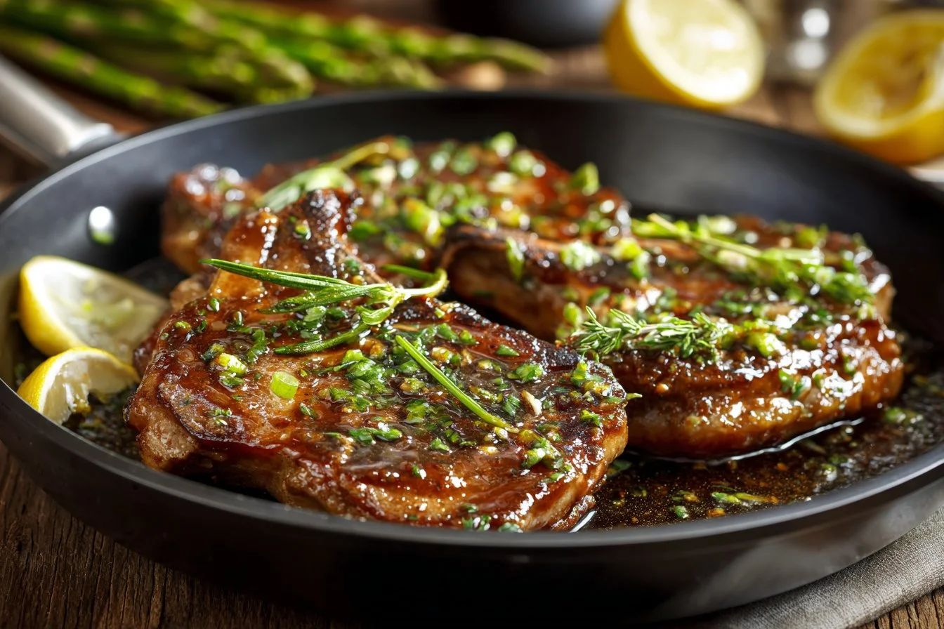 Delicious boneless pork chops cooked and served on a plate