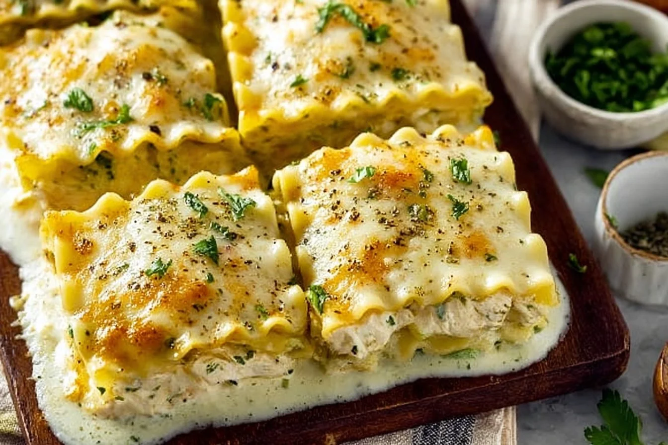 Chicken Alfredo Lasagna Roll Ups