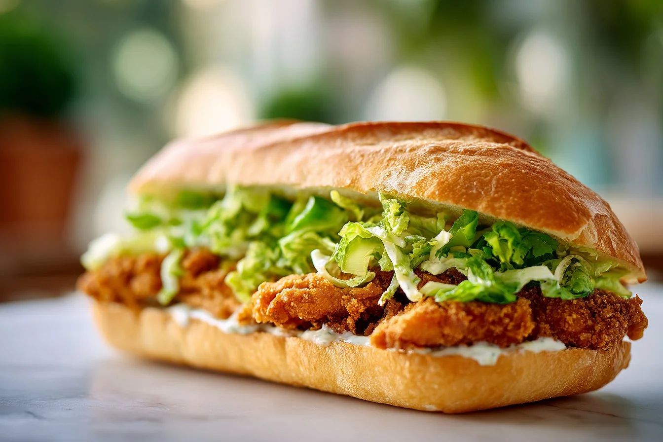 Delicious Chicken Caesar Sandwich with fresh romaine and dressing.