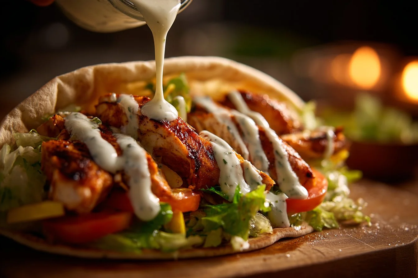 Delicious Chicken Shawarma served with creamy garlic sauce