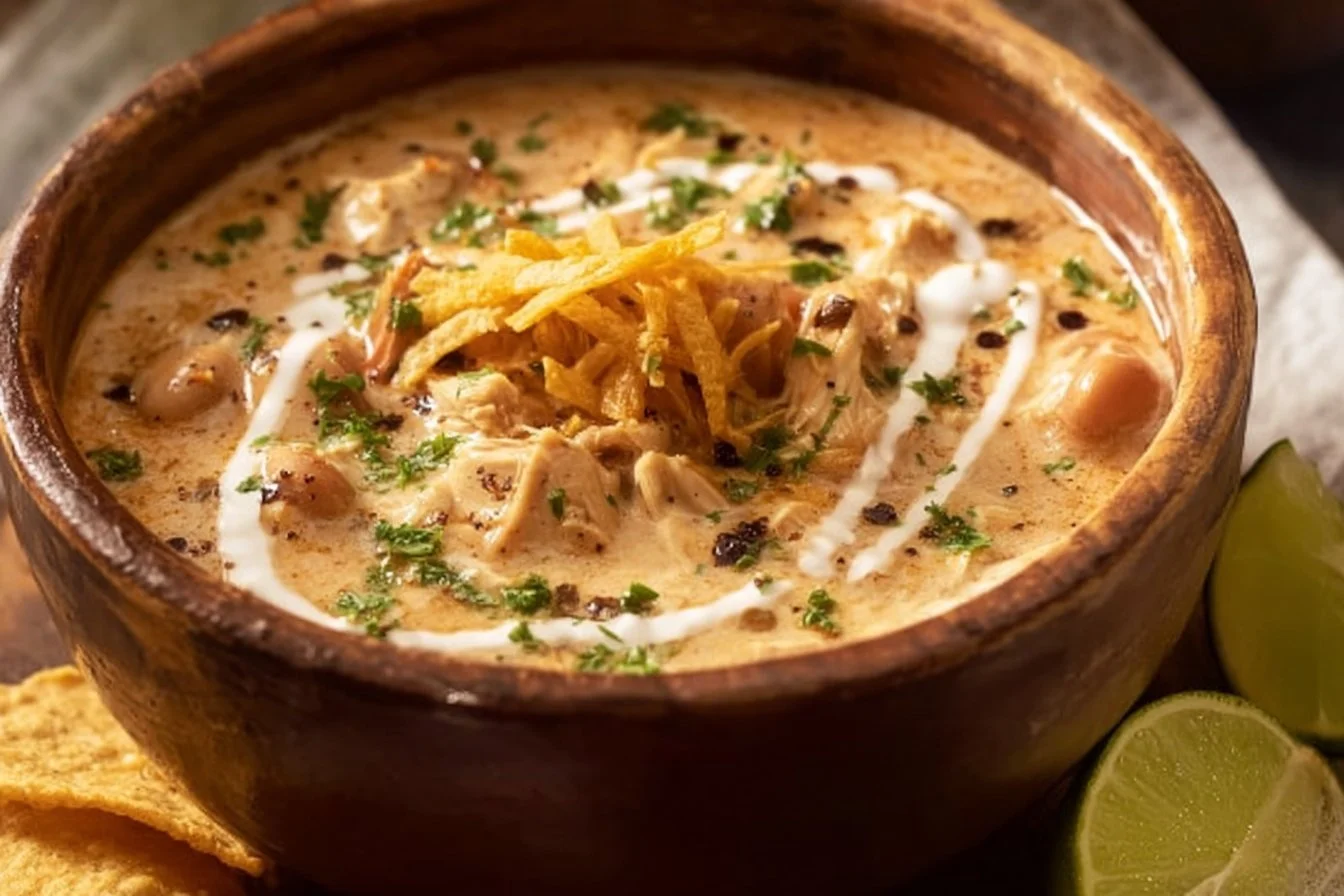 Crockpot White Chicken Chili with Cream Cheese