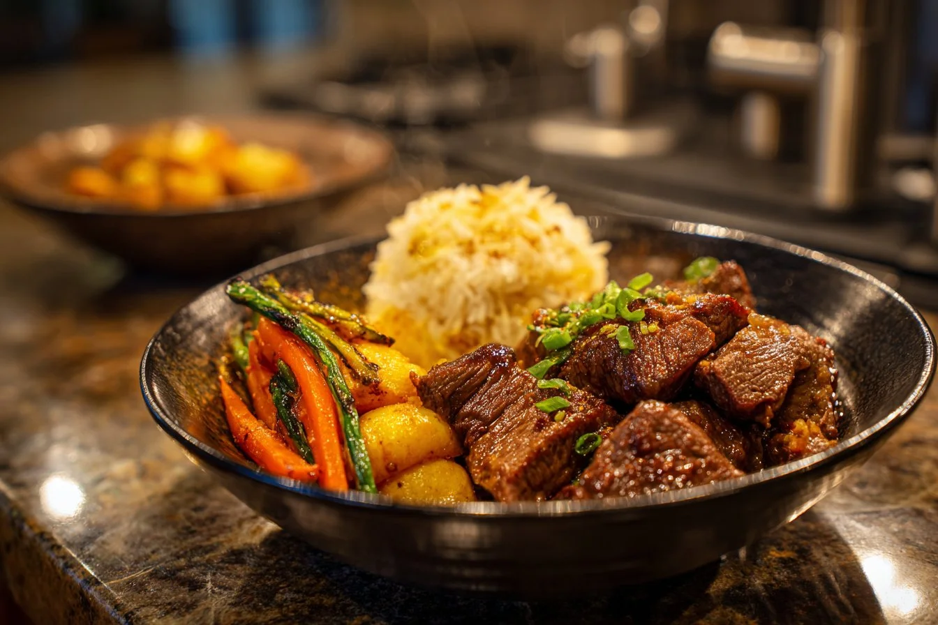 Delicious Hibachi Steak Bowl with fresh vegetables and rice