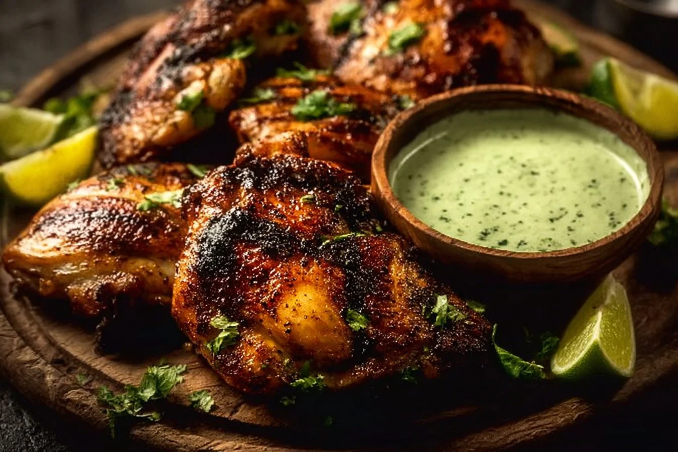 Peruvian Grilled Chicken with Creamy Green Sauce
