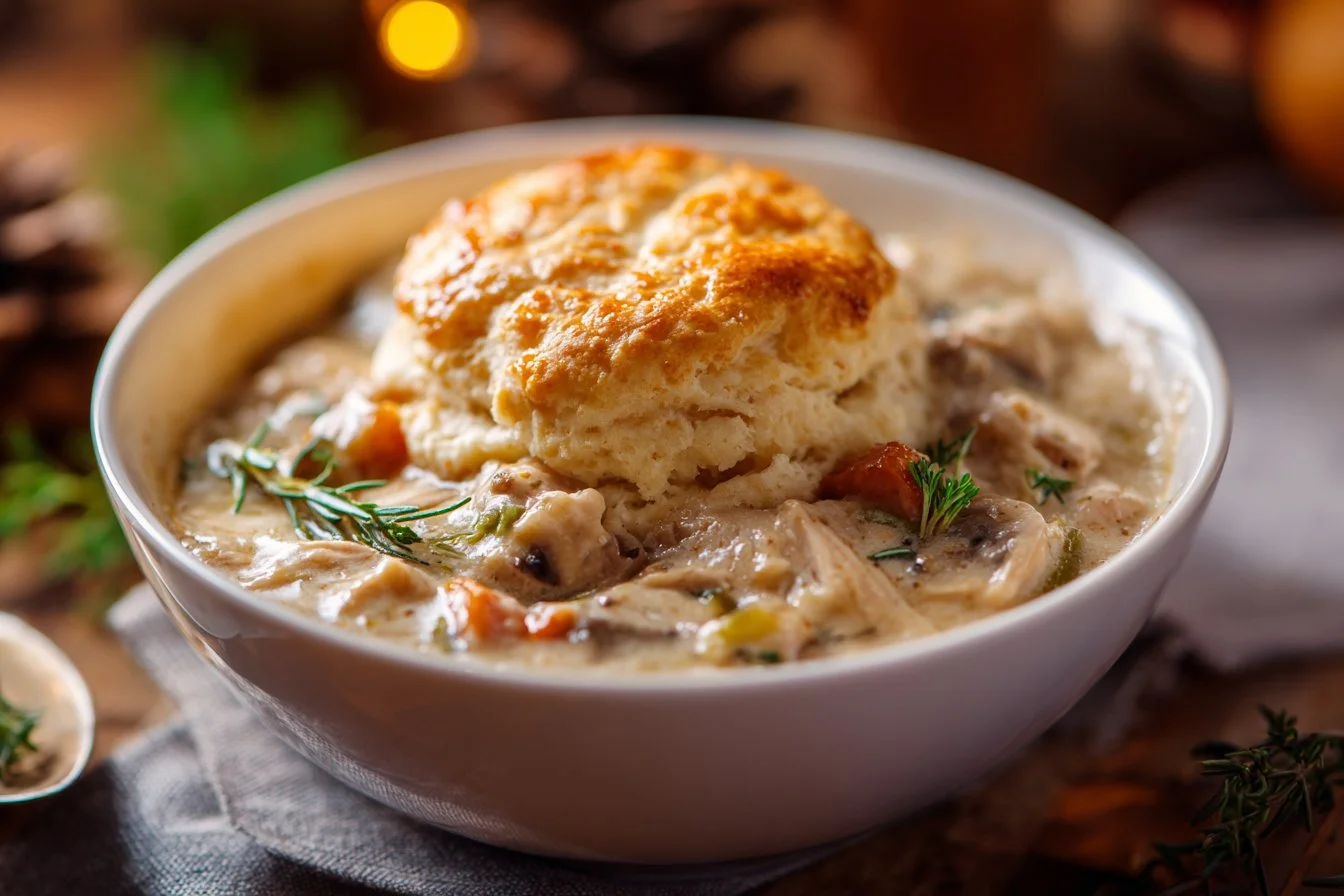 Delicious slow cooker chicken pot pie featuring a golden crust and hearty filling.