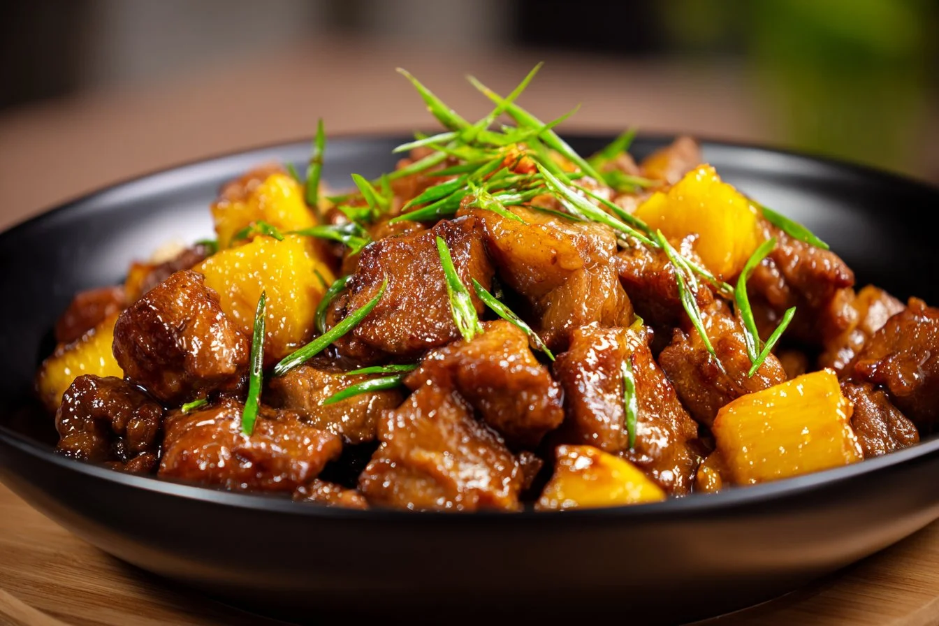 Slow cooker pineapple pork dish with vibrant flavors and juicy meat
