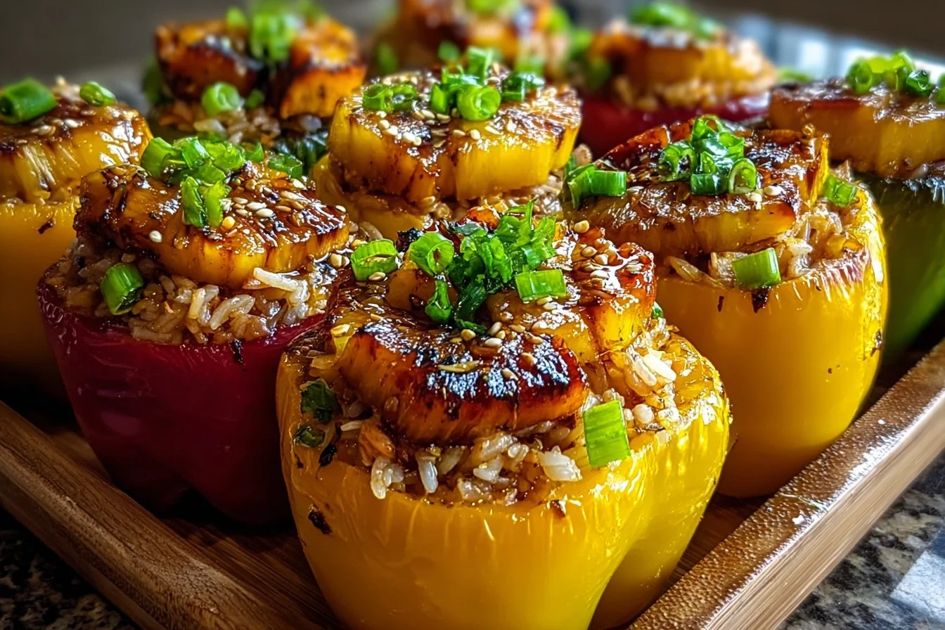 Teriyaki Pineapple Chicken and Rice Stuffed Peppers