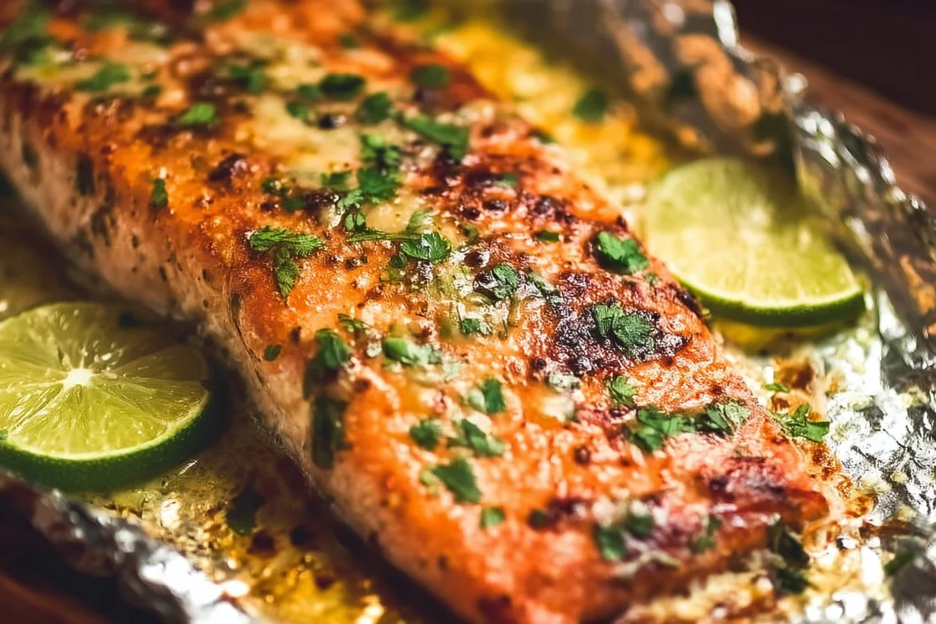 Baked Honey Cilantro Lime Salmon in Foil