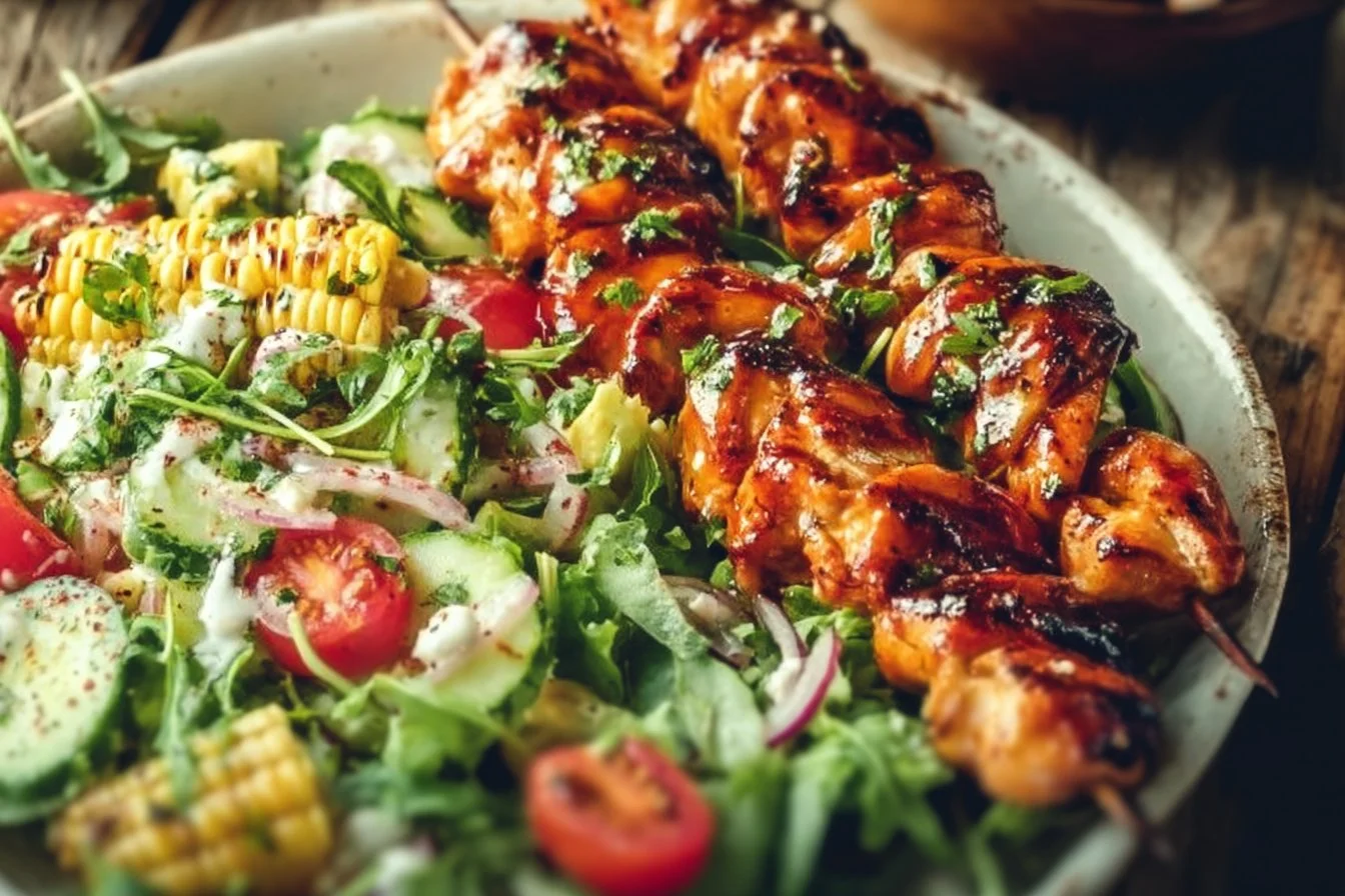 BBQ Chicken Skewer Salad