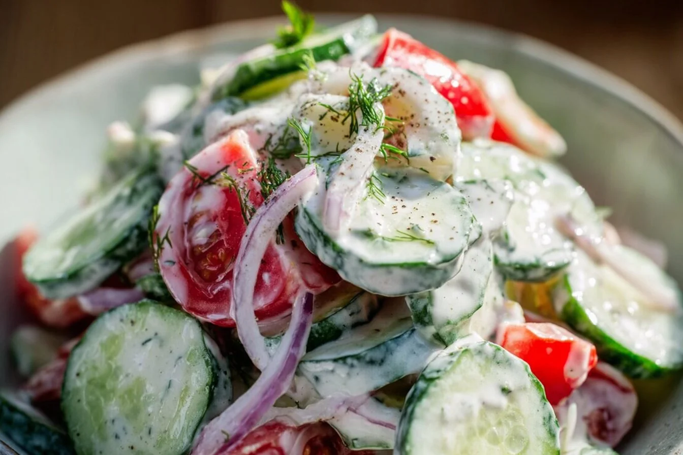 Creamy Cucumber Tomato Salad