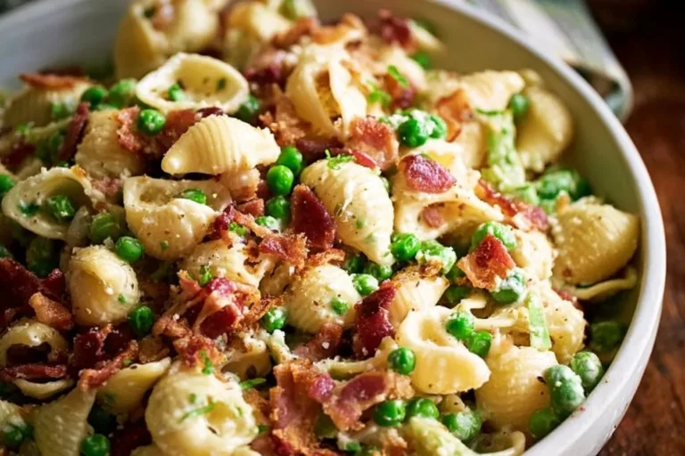 Creamy pasta salad with fresh vegetables and dressing in a bowl