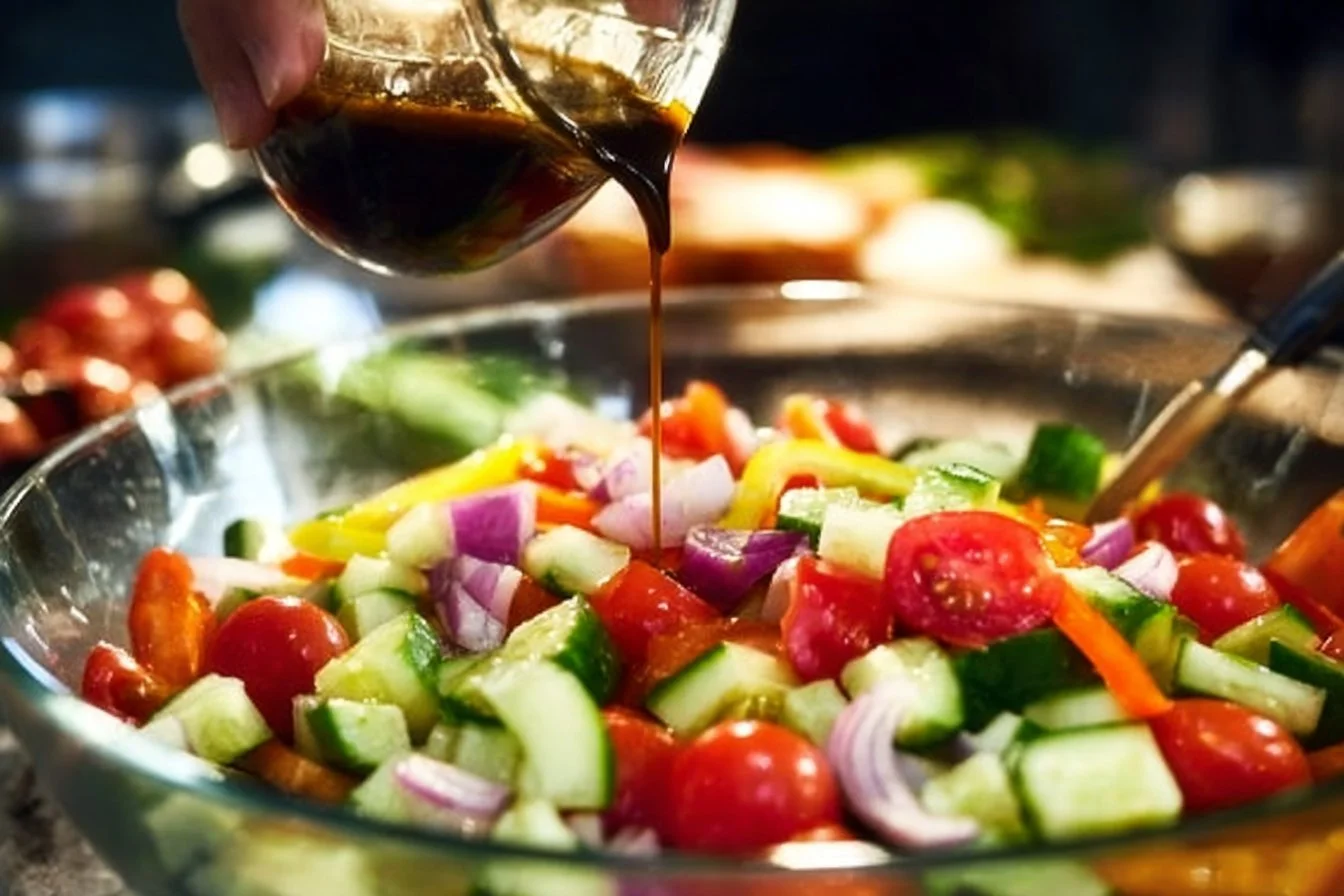 Crisp Cucumber Tomato Salad served in a bowl with fresh herbs