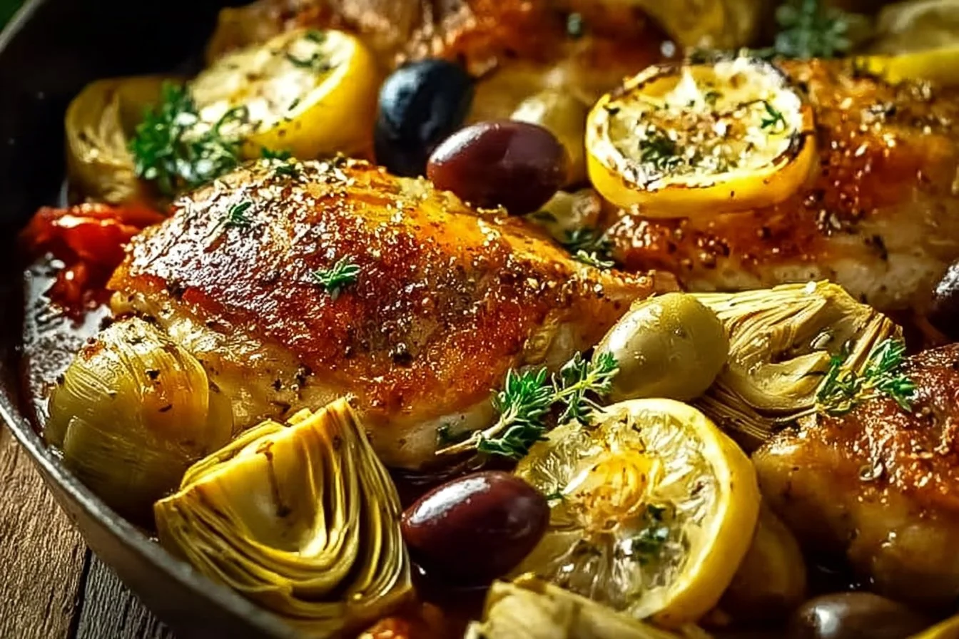 Mediterranean Lemon Chicken with Artichokes & Olives