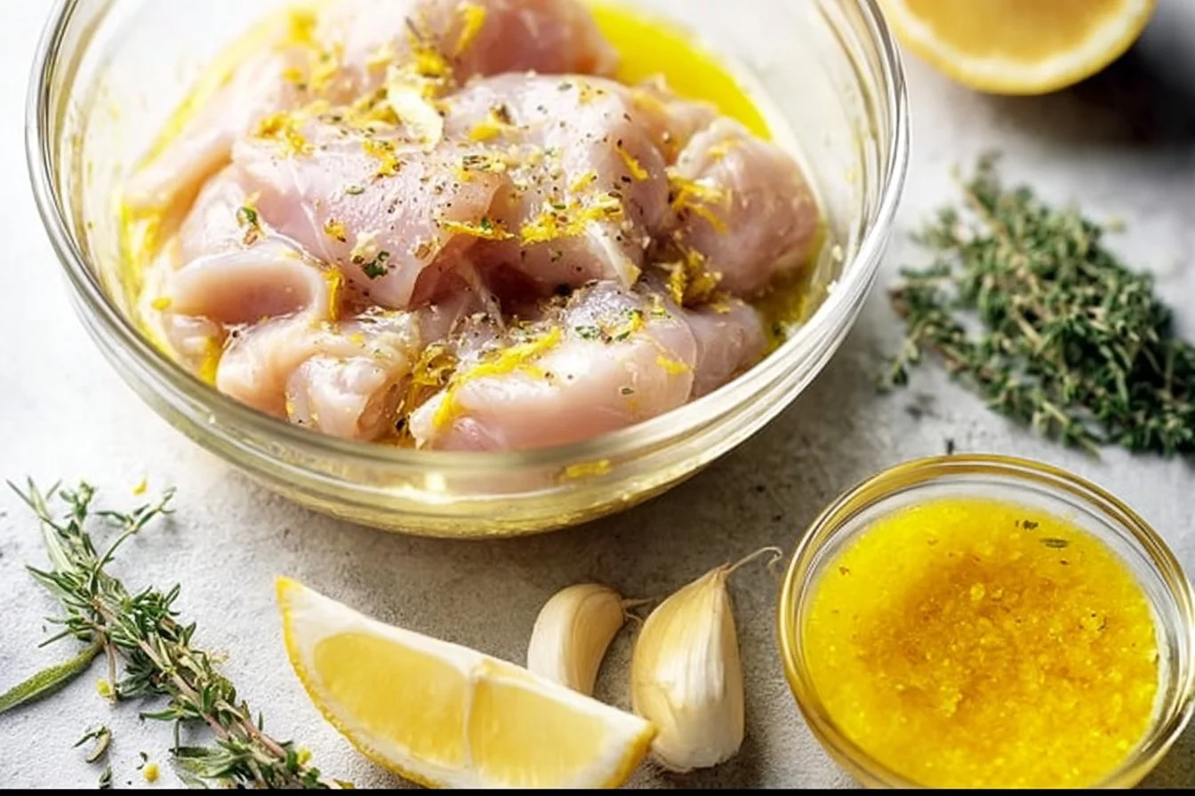 Delicious grilled lemon chicken served with fresh herbs and lemon slices