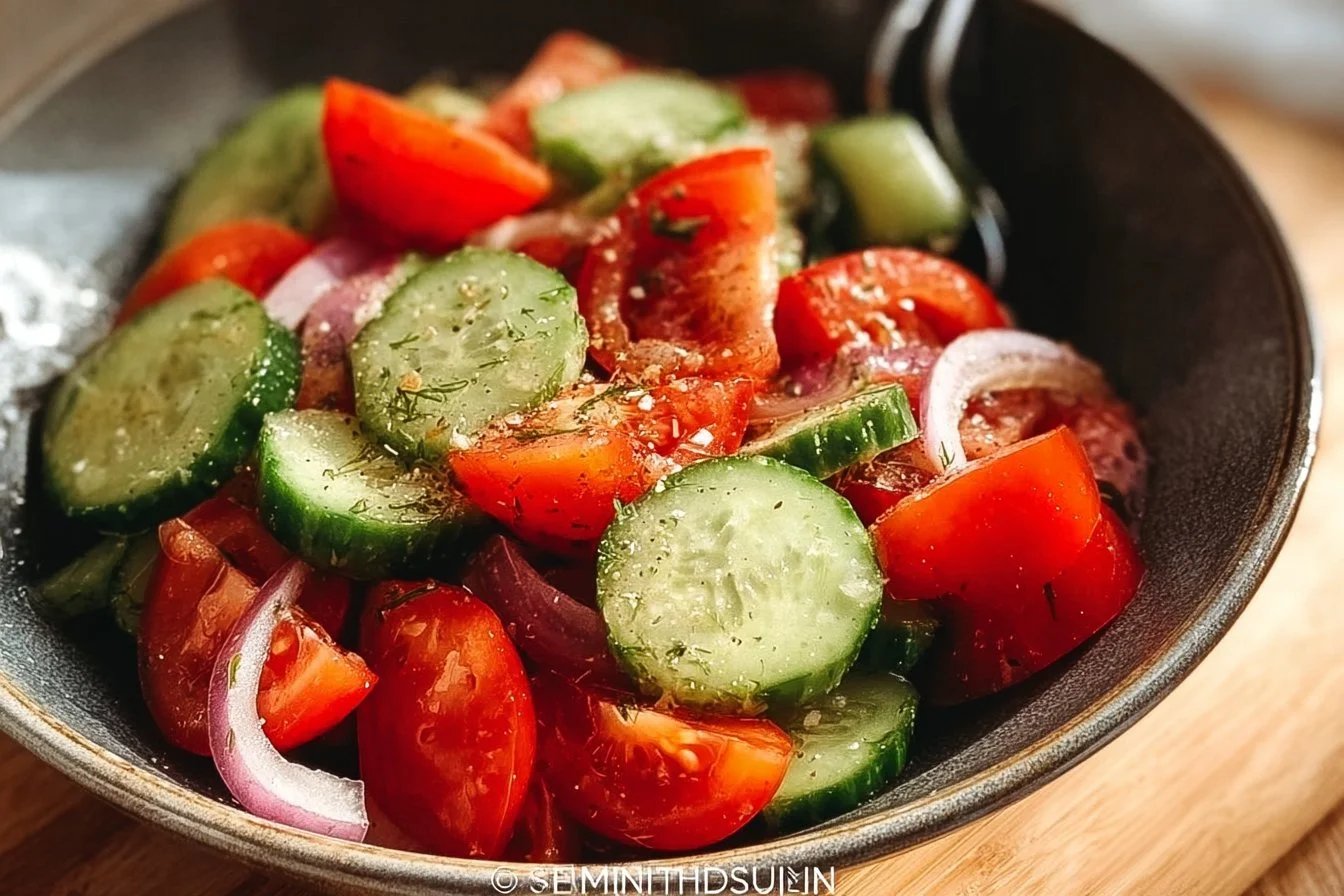Tomato and Cucumber Salad (Easy and Fresh) | Fresh Salad Recipes, Vegetarian Recipes, Salad Recipes